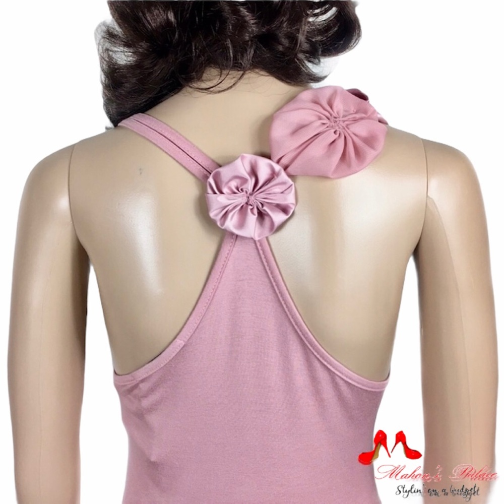 Pink Flower Patchwork Detailed Racerback Tank Top - Picture 4 of 6